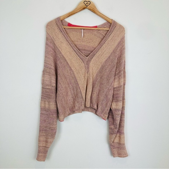 Free People for Revolve “Lemonade Stand” slightly cropped sweater in salmon. S - Picture 3 of 8